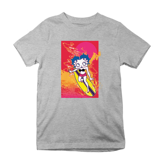 Betty Boop Surfing Sunset Wave Art Kids T-Shirt