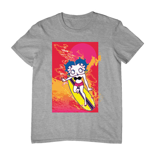 Betty Boop Surfing Sunset Wave Art Men's T-Shirt