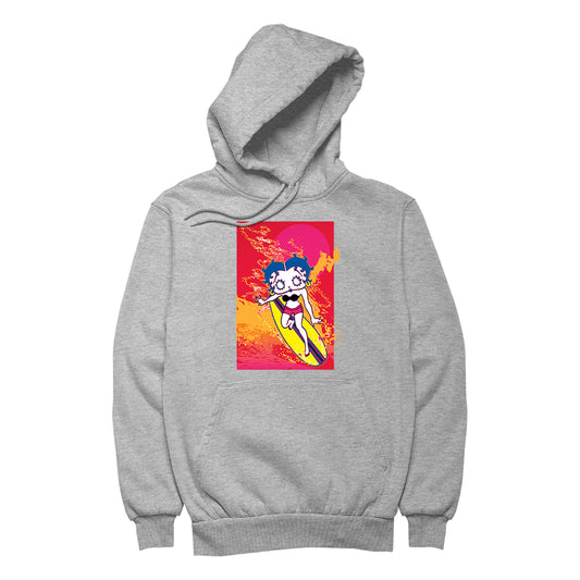 Betty Boop Surfing Sunset Wave Art Women's Hooded Sweatshirt