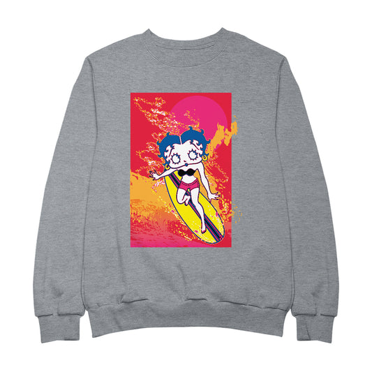 Betty Boop Surfing Sunset Wave Art Women's Sweatshirt