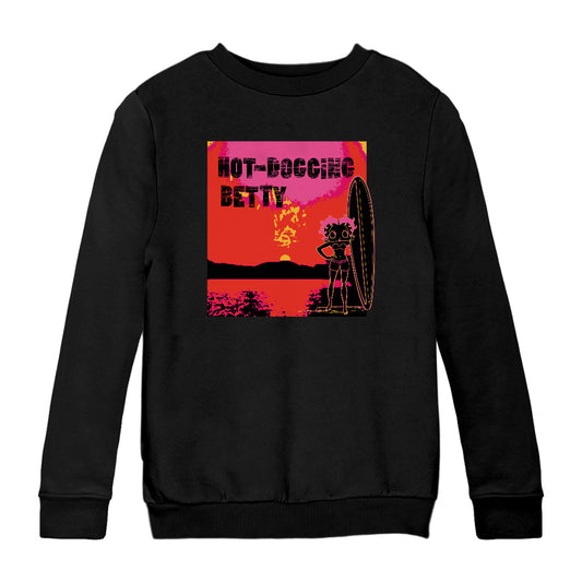 Betty Boop Hot Dogging Surfer Betty Kids Sweatshirt