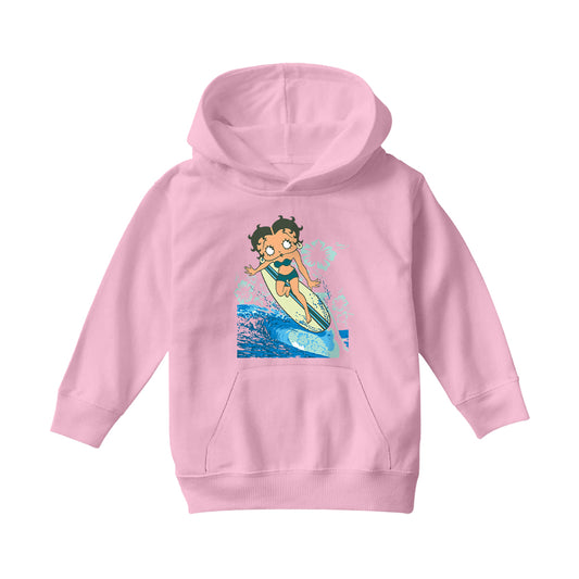 Betty Boop Flower Surfing Wave Kids Hooded Sweatshirt