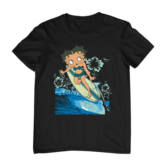 Betty Boop Flower Surfing Wave Men's T-Shirt