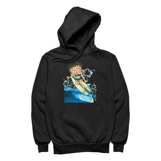Betty Boop Flower Surfing Wave Women's Hooded Sweatshirt