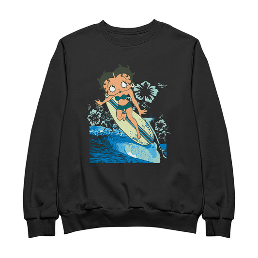 Betty Boop Flower Surfing Wave Women's Sweatshirt