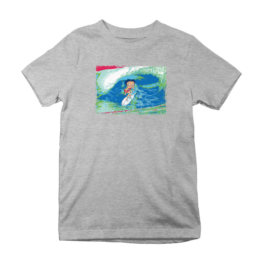 Betty Boop Green Blue Wave Surfing Kids T-Shirt