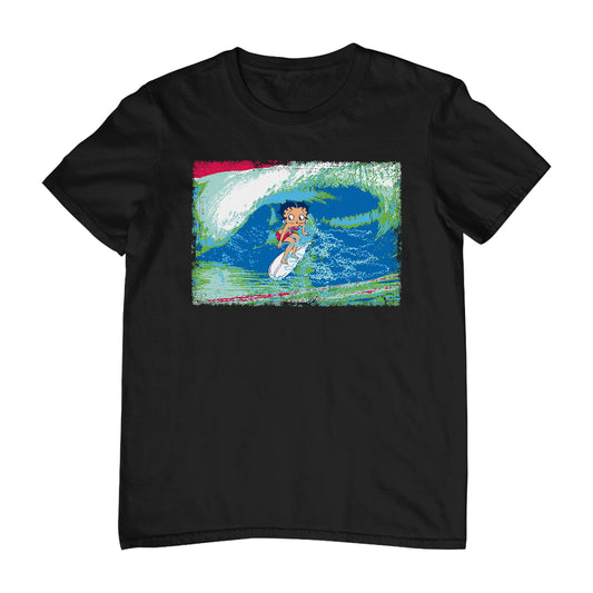 Betty Boop Green Blue Wave Surfing Men's T-Shirt