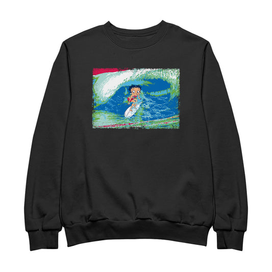 Betty Boop Green Blue Wave Surfing Women's Sweatshirt