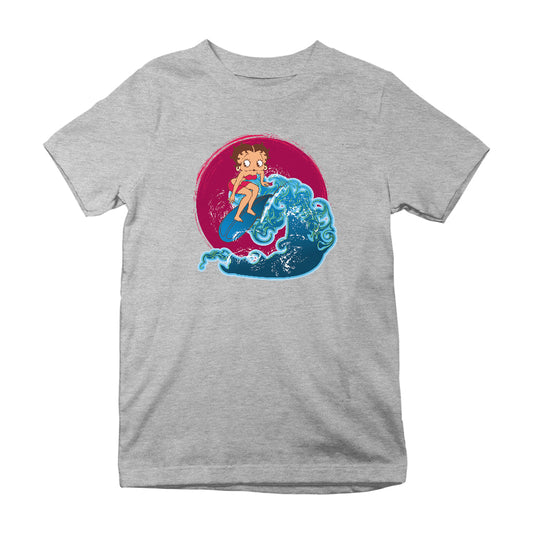 Betty Boop Surfing Big Wave Kids T-Shirt
