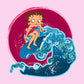 Betty Boop Surfing Big Wave Kids Hooded Sweatshirt