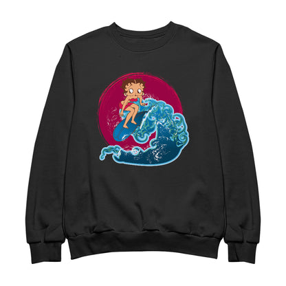 Betty Boop Surfing Big Wave Men's Sweatshirt