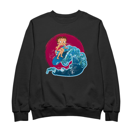 Betty Boop Surfing Big Wave Men's Sweatshirt