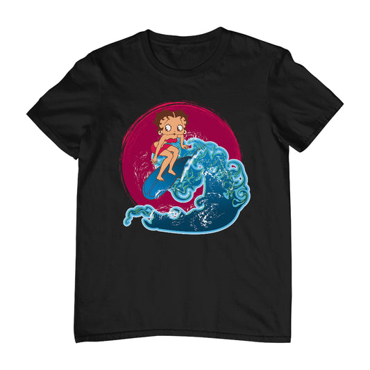 Betty Boop Surfing Big Wave Men's T-Shirt