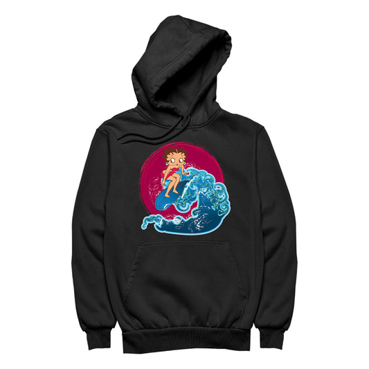 Betty Boop Surfing Big Wave Women's Hooded Sweatshirt