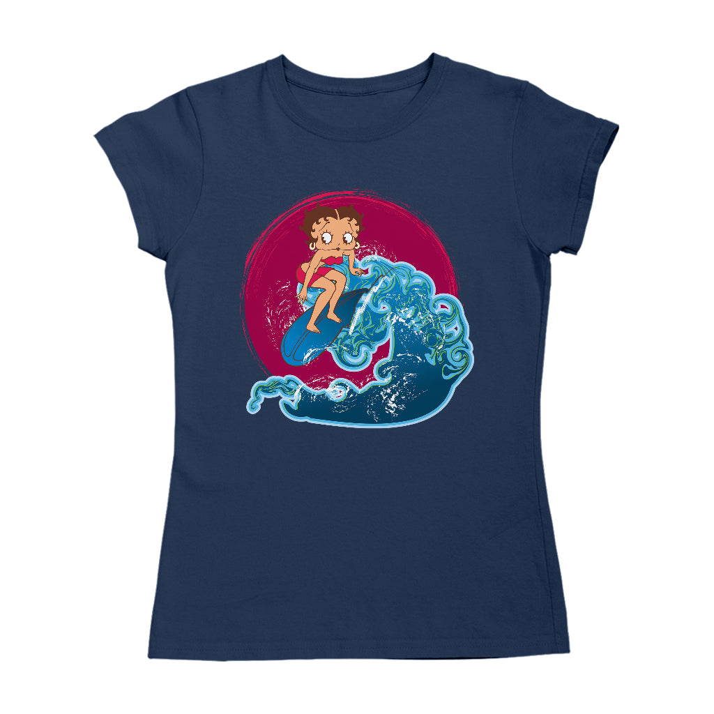 Betty Boop Surfing Big Wave Women's T-Shirt