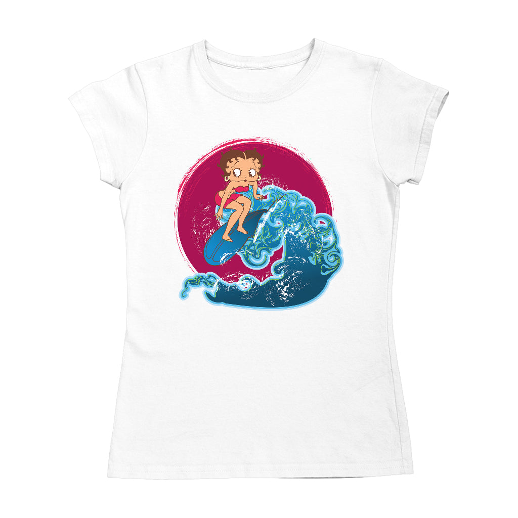 Betty Boop Surfing Big Wave Women's T-Shirt
