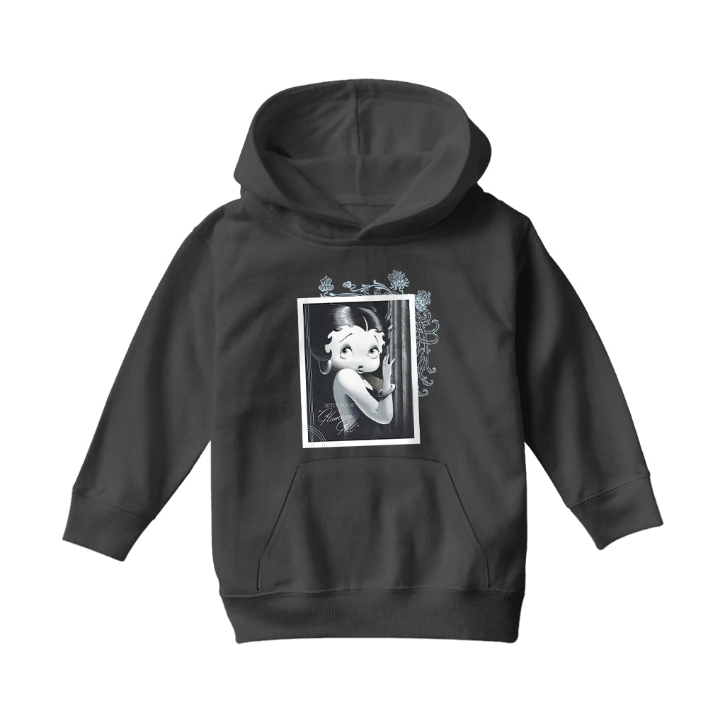 Betty Boop Floral Frame Glamour Girl Kids Hooded Sweatshirt