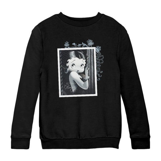 Betty Boop Floral Frame Glamour Girl Kids Sweatshirt