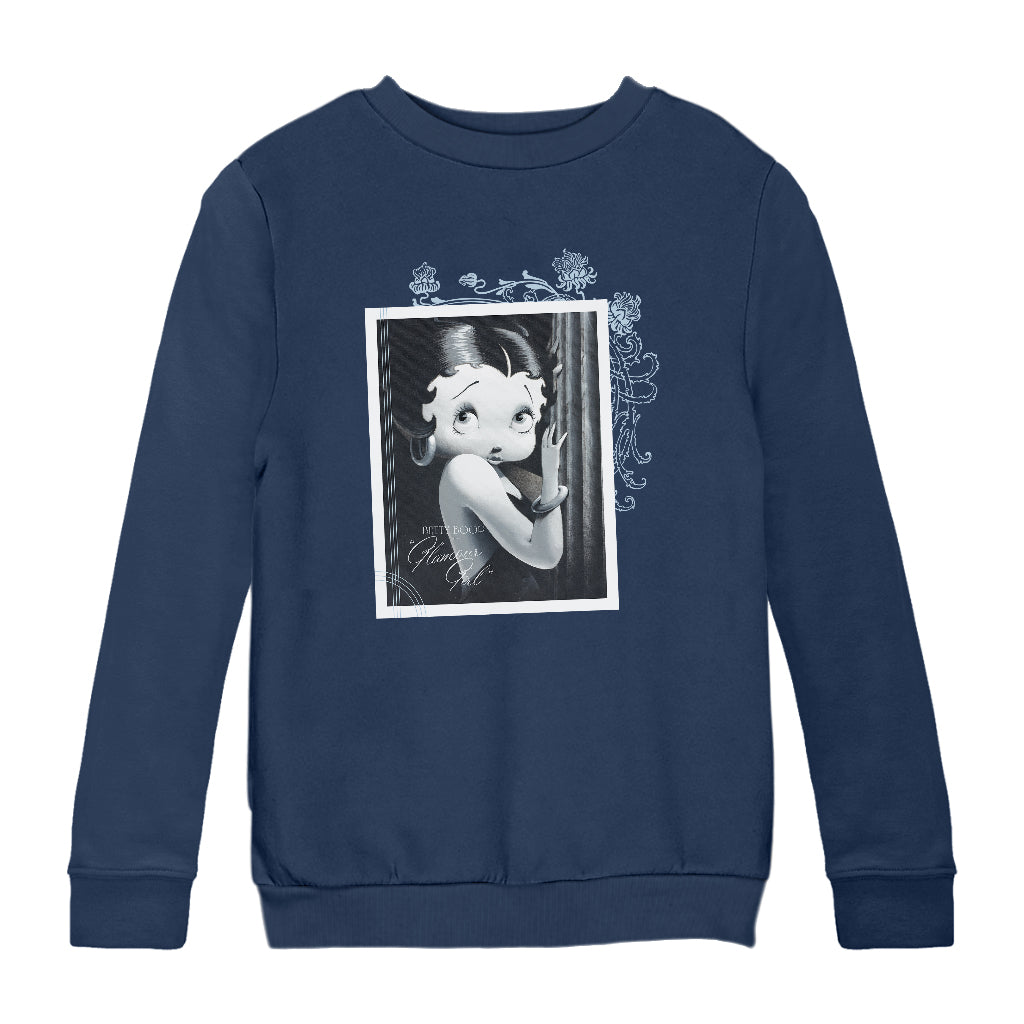 Betty Boop Floral Frame Glamour Girl Kids Sweatshirt
