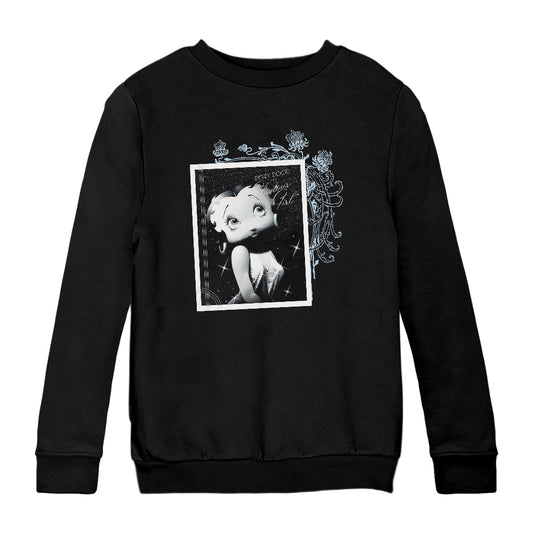 Betty Boop Sparkle Portrait Glamour Girl Kids Sweatshirt