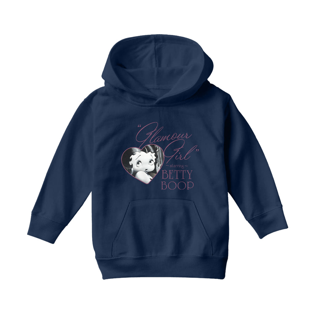 Betty Boop Heart Frame Glamour Girl Kids Hooded Sweatshirt