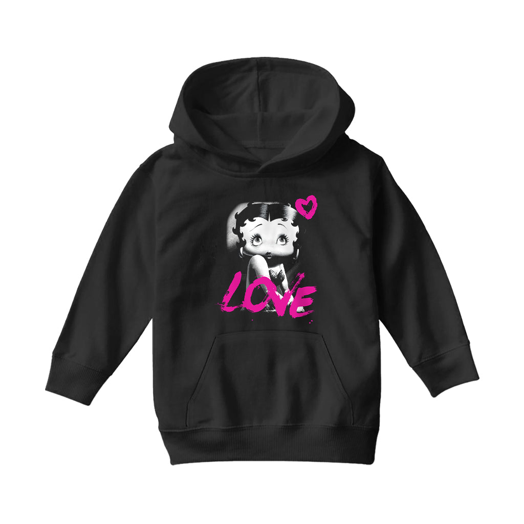 Betty Boop Glamour Heart Love Kids Hooded Sweatshirt