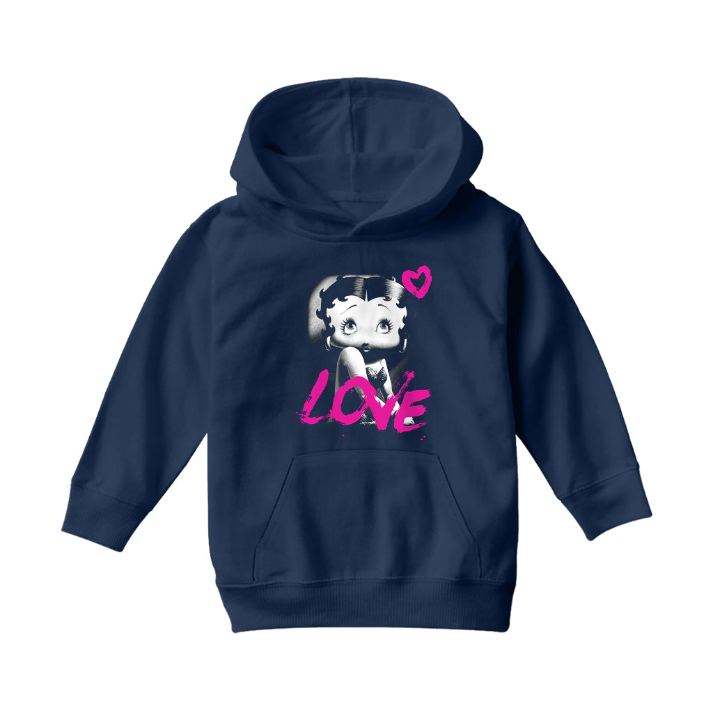 Betty Boop Glamour Heart Love Kids Hooded Sweatshirt