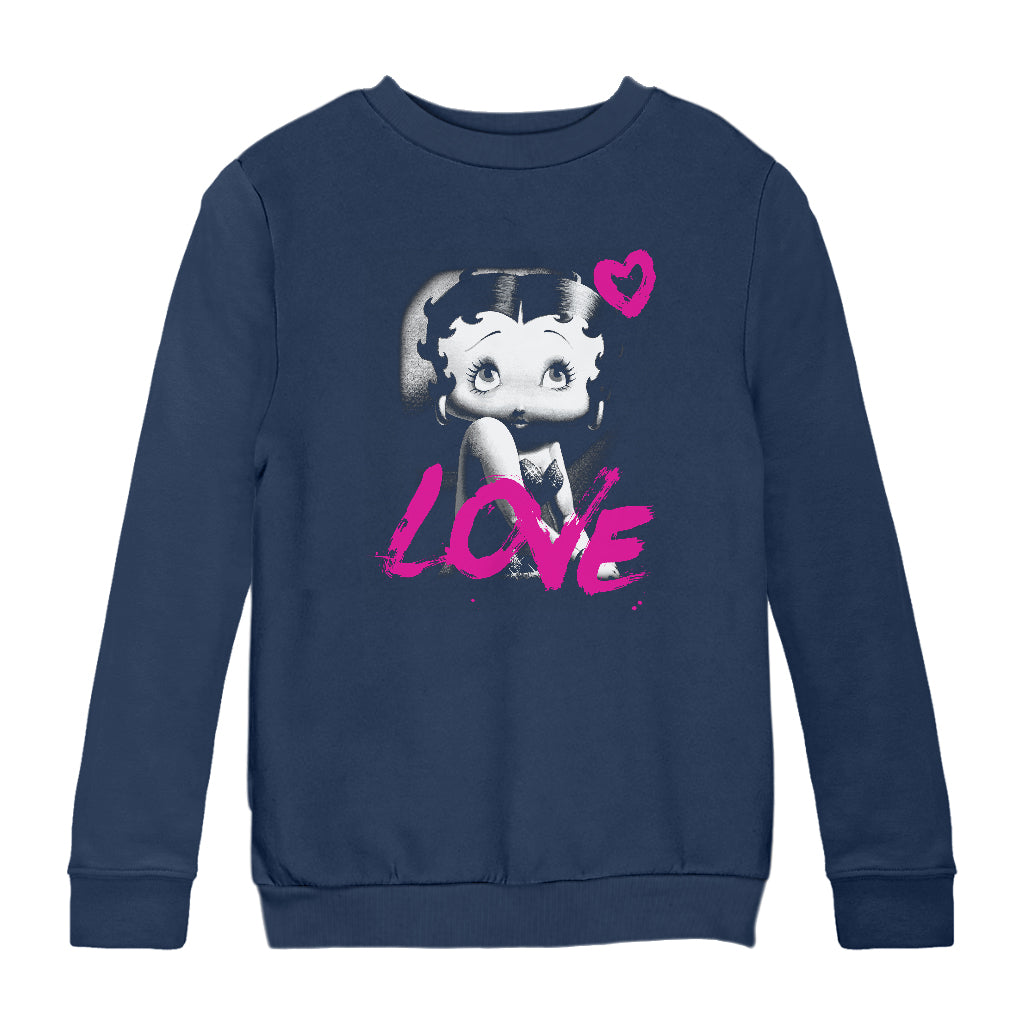 Betty Boop Glamour Heart Love Kids Sweatshirt