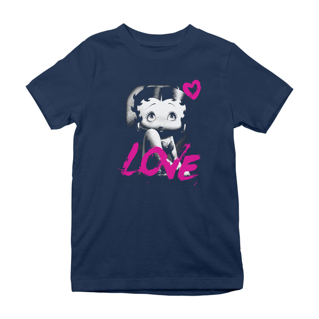 Betty Boop Glamour Heart Love Kids T-Shirt