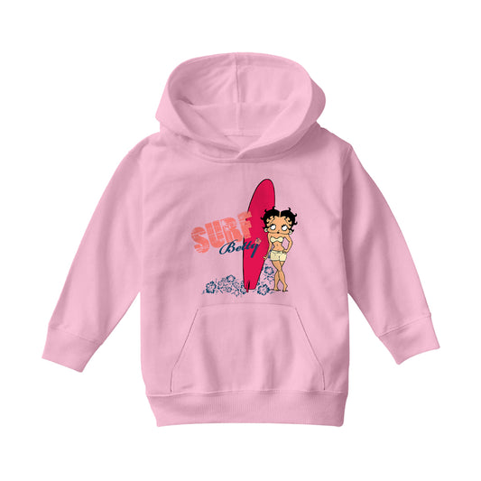 Betty Boop Surf Red Board Kids Hooded Sweatshirt