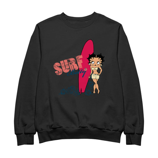 Betty Boop Surf Red Board Women's Sweatshirt
