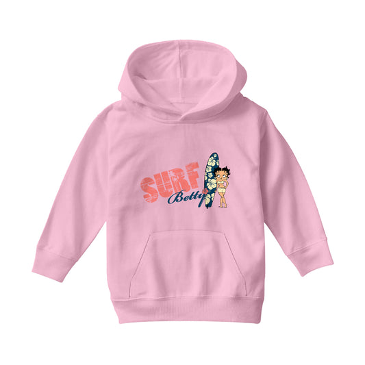 Betty Boop Surf Hawaii Floral Board Kids Hooded Sweatshirt