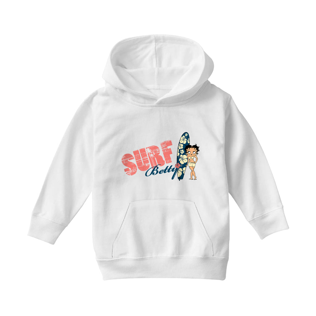 Betty Boop Surf Hawaii Floral Board Kids Hooded Sweatshirt