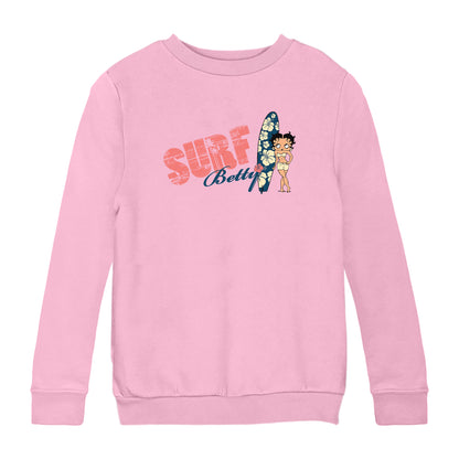 Betty Boop Surf Hawaii Floral Board Kids Sweatshirt