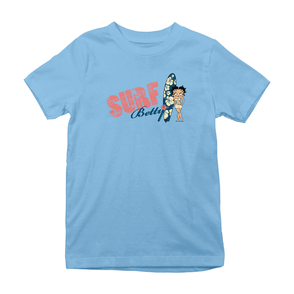 Betty Boop Surf Hawaii Floral Board Kids T-Shirt