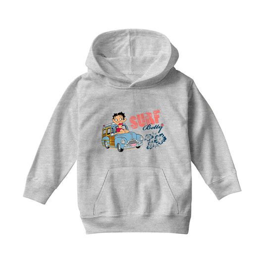 Betty Boop Pin Up Surf Car Kids Hooded Sweatshirt