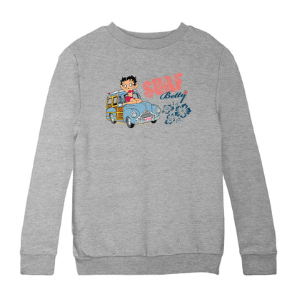 Betty Boop Pin Up Surf Car Kids Sweatshirt