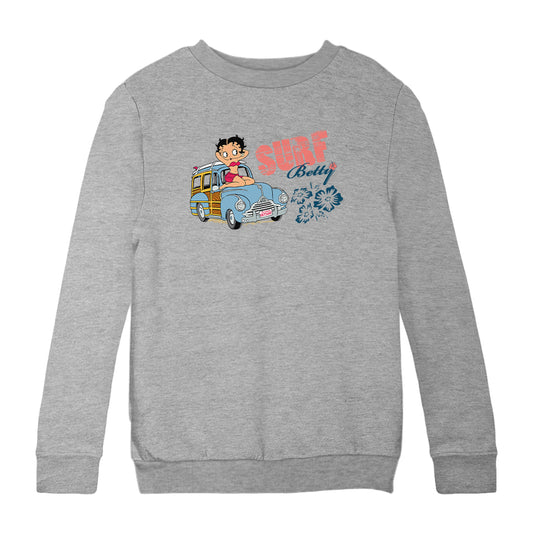 Betty Boop Pin Up Surf Car Kids Sweatshirt