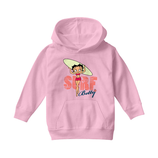 Betty Boop Surf Pale Green Board Kids Hooded Sweatshirt