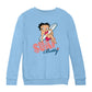 Betty Boop Surf White Blue Board Kids Sweatshirt