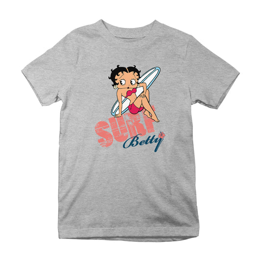 Betty Boop Surf White Blue Board Kids T-Shirt