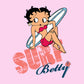 Betty Boop Surf White Blue Board Women's T-Shirt