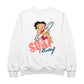 Betty Boop Surf White Blue Board Men's Sweatshirt