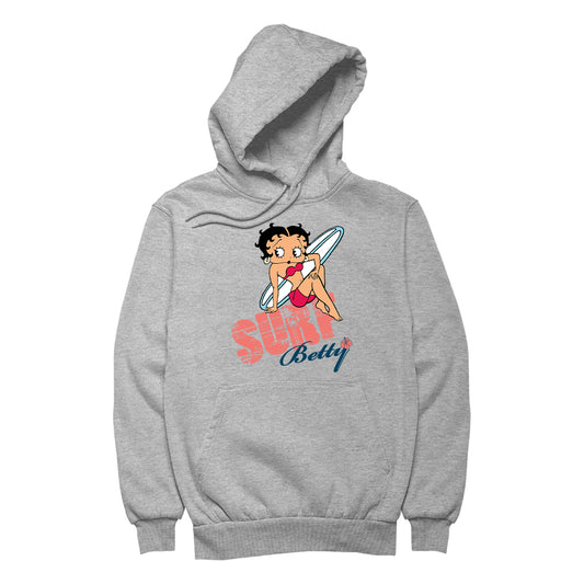 Betty Boop Surf White Blue Board Women's Hooded Sweatshirt