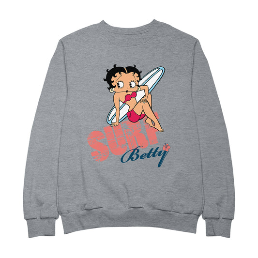 Betty Boop Surf White Blue Board Women's Sweatshirt