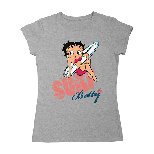 Betty Boop Surf White Blue Board Women's T-Shirt