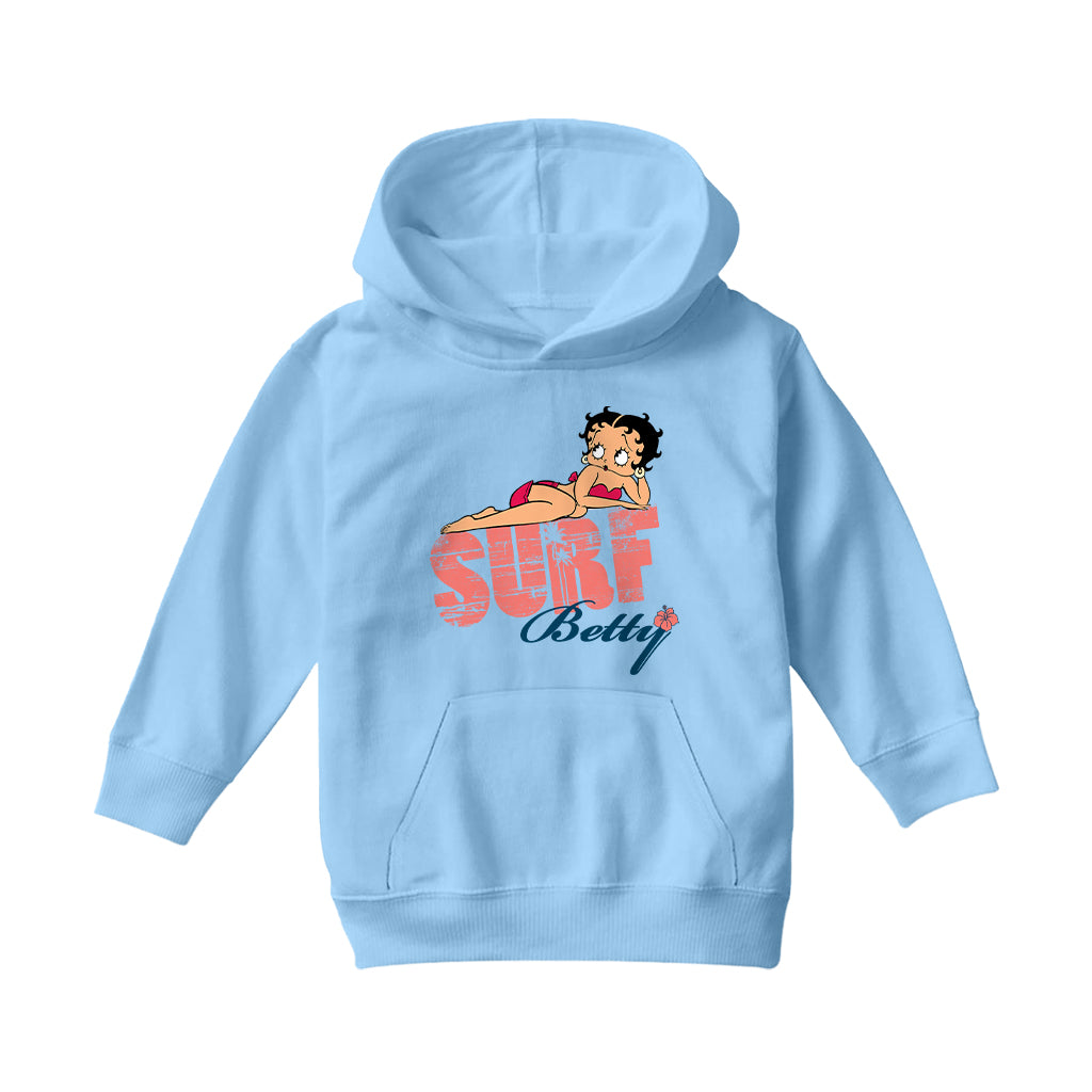 Betty Boop Surf Pin Up Kids Hooded Sweatshirt