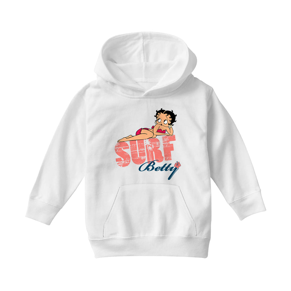 Betty Boop Surf Pin Up Kids Hooded Sweatshirt