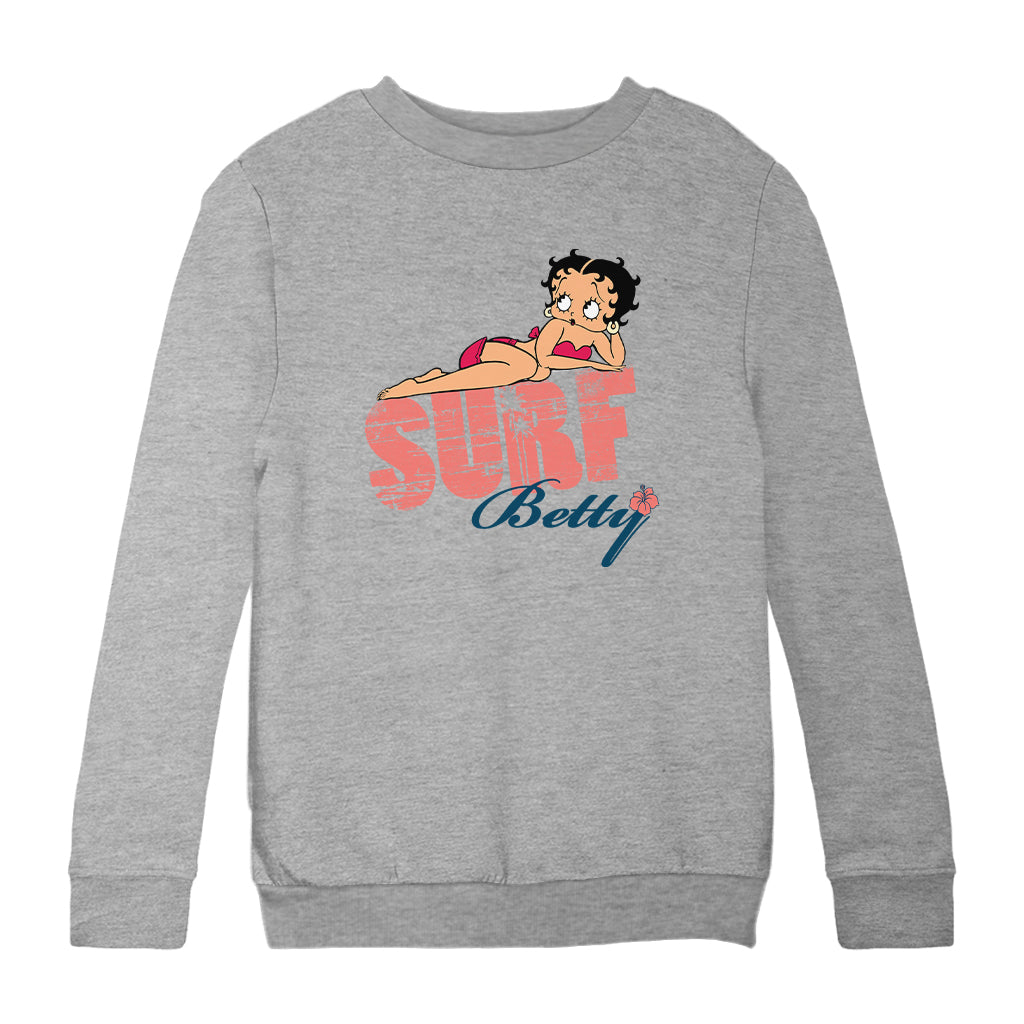 Betty Boop Surf Pin Up Kids Sweatshirt