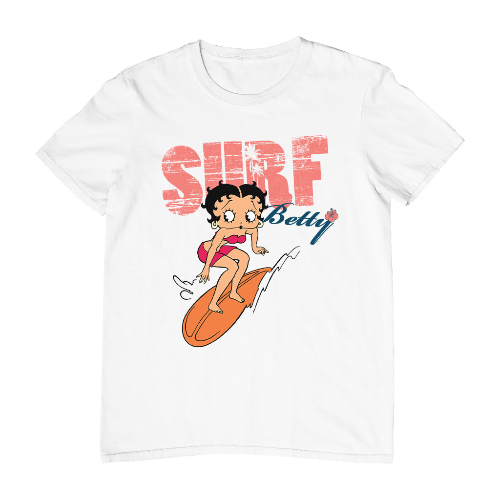 Betty Boop Surf Betty Riding Orange Board Men's T-Shirt